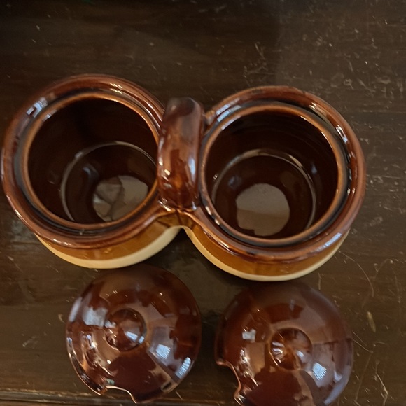 Vintage Armbee Pottery Duel Mini Twin Ceramic Crocks Condiment Server - Picture 2 of 3